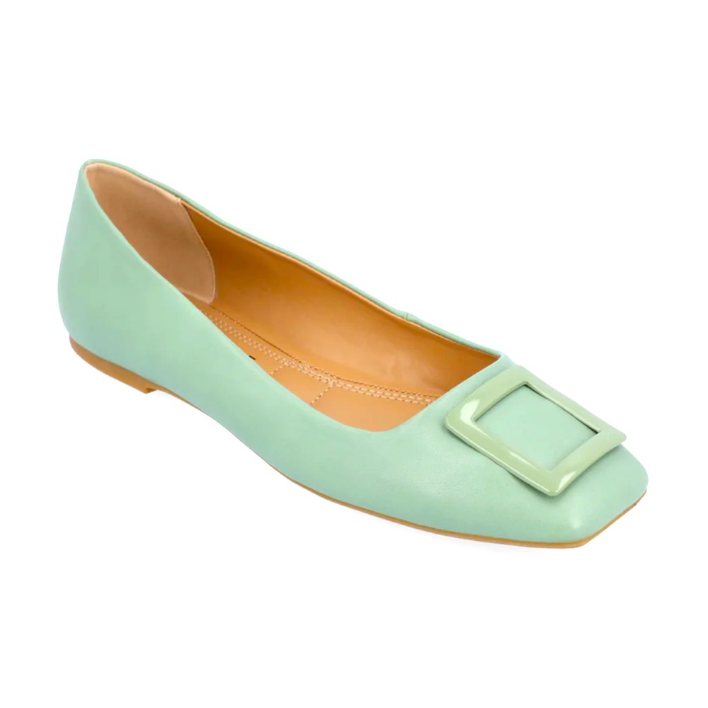 ZIMIA SQUARE TOE FLATS IN FAUX LEATHER